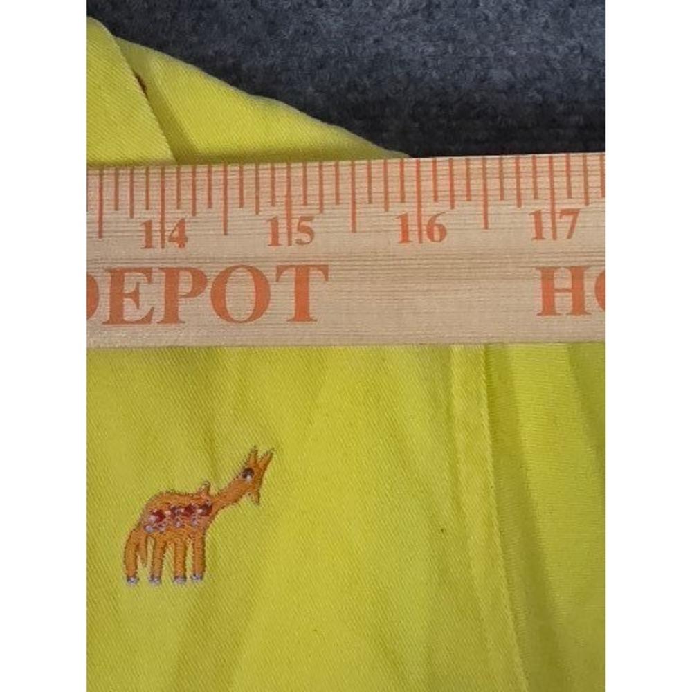 VTG Carrie Allen Yellow Embroidered Giraffe Pineapple Palm Tree Shirt Dress Sz S - Picture 4 of 7